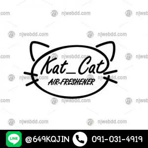 โลโก้ kat_cat เส้นสีดำวาดเป็นรูปหน้าแมวล้อมรอบชื่อ